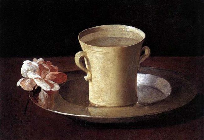 Francisco de Zurbaran Cup of Water and a Rose on a Silver Plate China oil painting art